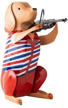 Evergreen Metal Patriotic Dog Statue with Instrument