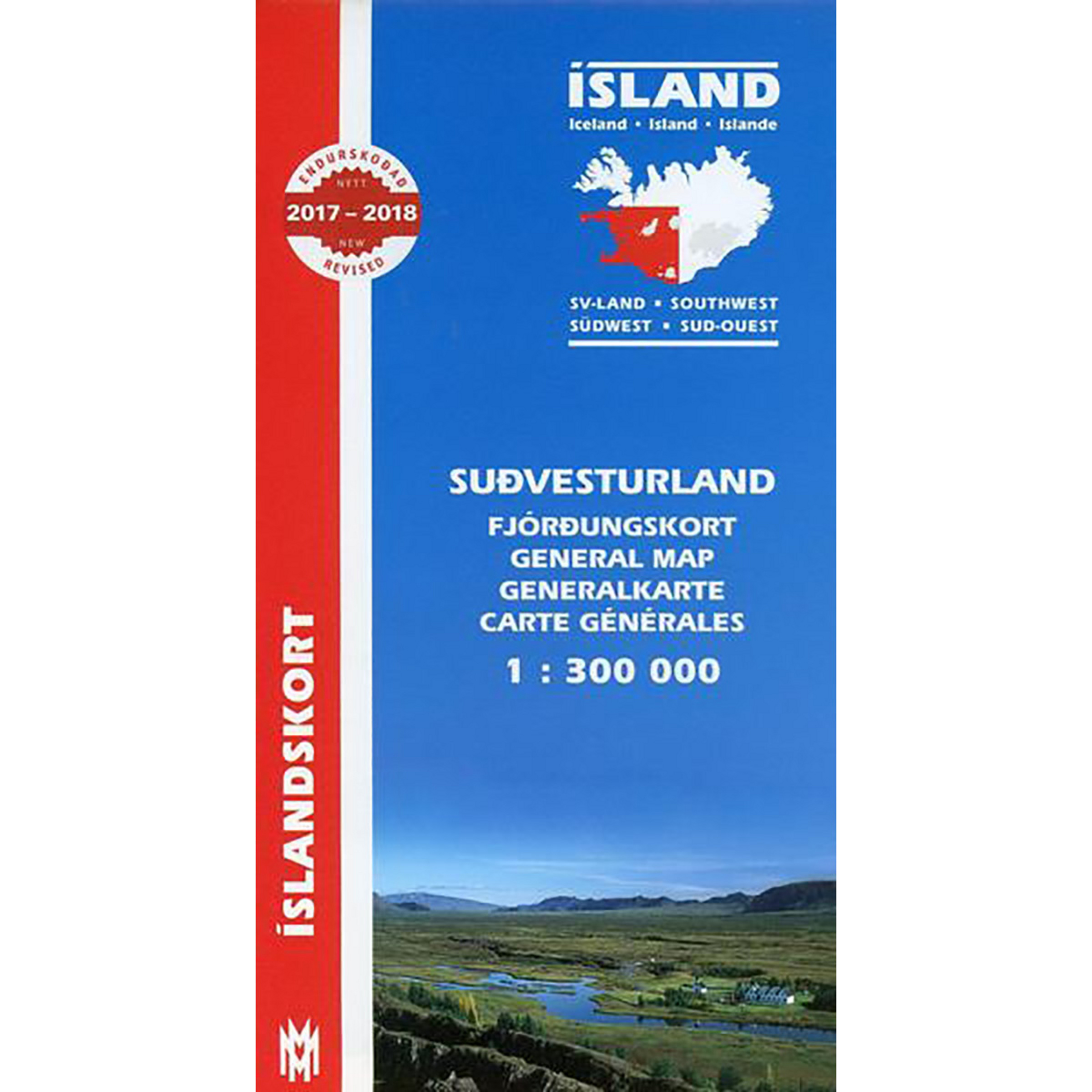 Mal og menning Island Generalkarte Südwest 300T Topografische Karten