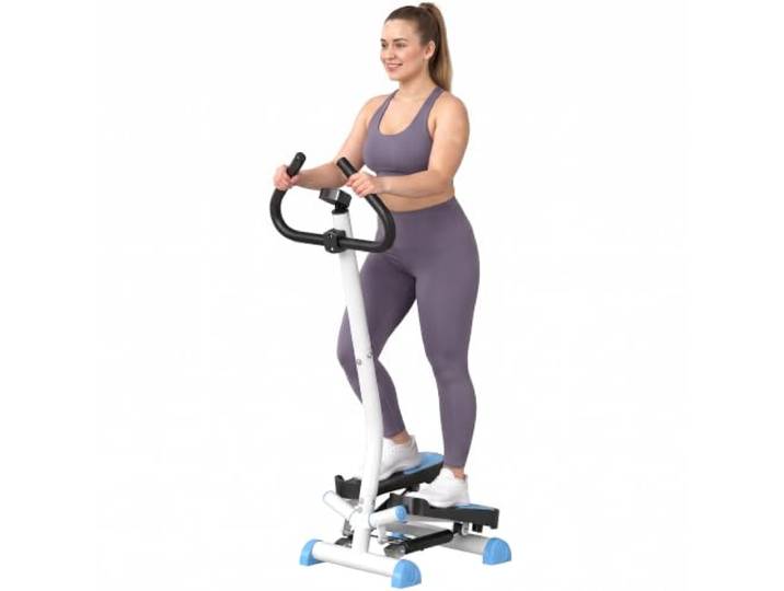 HOMCOM Stepper avec Guidon Écran LCD Résistance Réglable Noir Stepper Twist\, Exercise Hanches Jambes Lombes\, pour Maison\, Acier