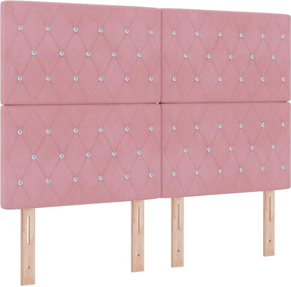 vidaXL Tête de lit Rose 144 cm Velours