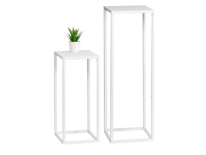 bremermann Lot de 2 tabourets à fleurs présentoir à fleurs en métal colonne à fleurs en métal blanc