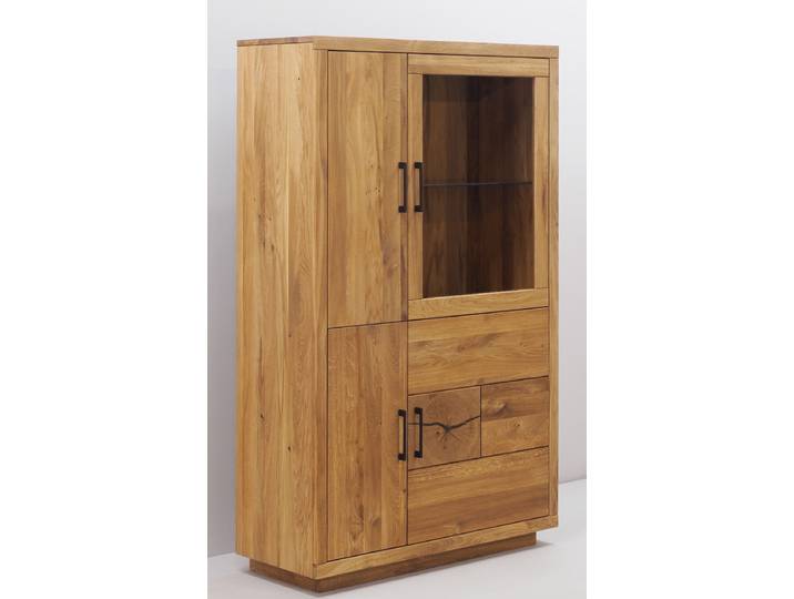 Massives Highboard Windsor aus hochwertiger Wildeiche mit geölter Oberfläche – Montierte Lieferung – 3%-Vorkasse-Rabatt
