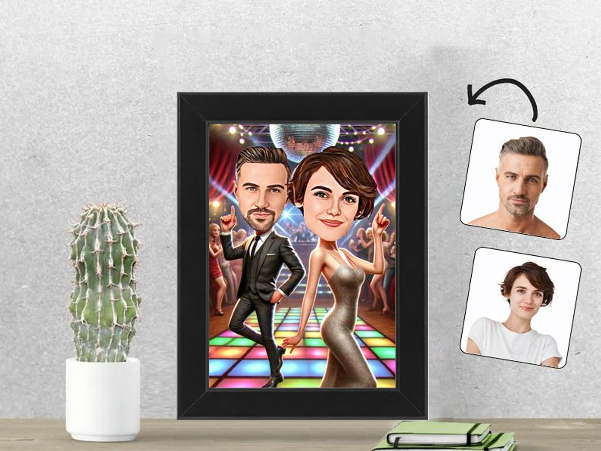 Gepersonaliseerde Dansfeest Karikatuur Fotolijst 13x18 cm met eigen foto