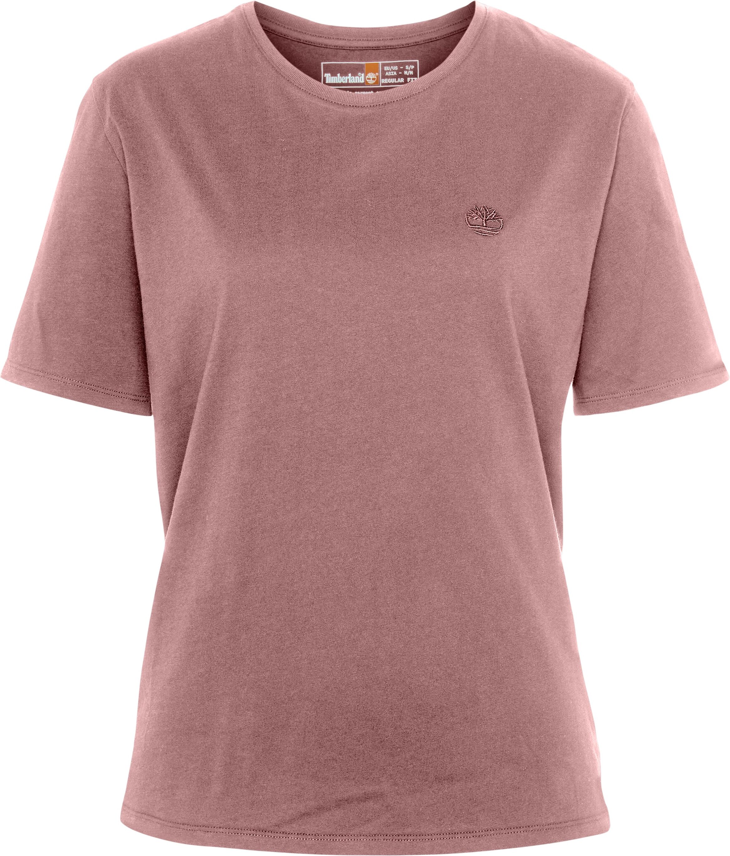 T-Shirt TIMBERLAND "DUNSTAN Short-Sleeve Tee", Damen, Gr. L, rosa (ash rose), Single Jersey, Obermaterial: 100% Baumwolle, Rundhals, Shirts T-Shirt, Kurzarm, mit Rundhalsausschnitt, aus Baumwolle ash rose L