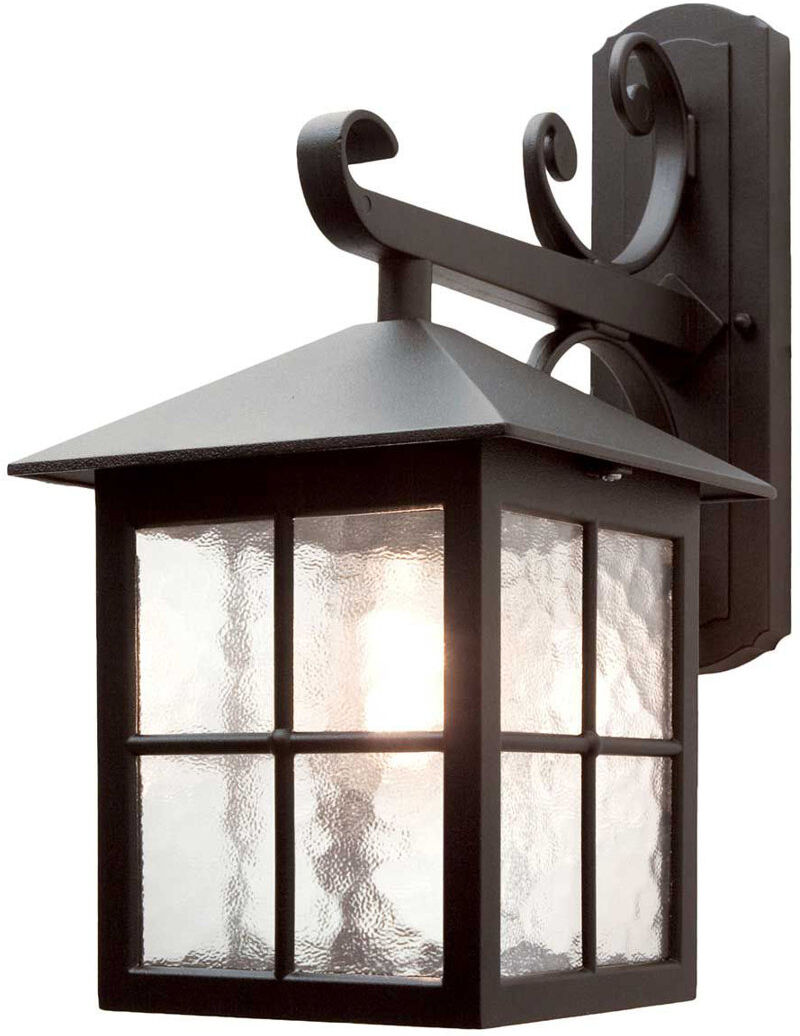 ClassicLiving Lucia Black Hardwired Frosted Glass Outdoor Wall Lantern Black 39cm H x 18.5cm W x 31cm D