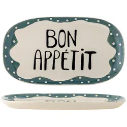 Bloomingville Soline Servierplatte aus buntem Steingut, 40 x 25 x 2,5 cm