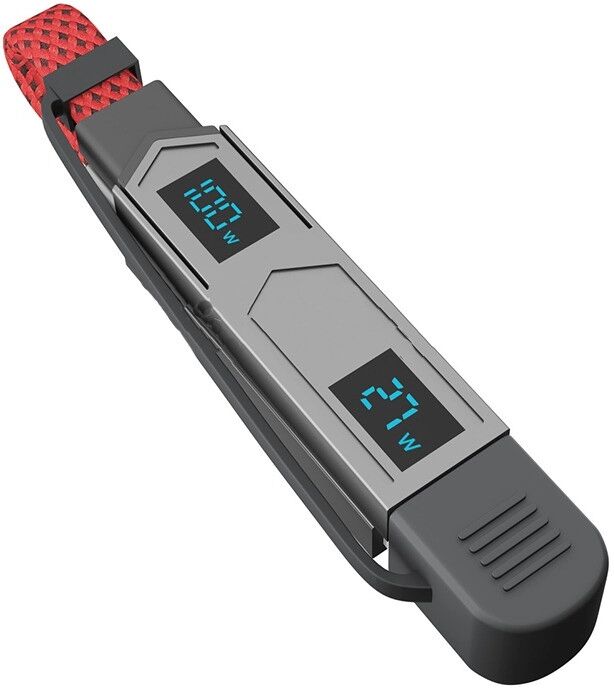 INF Câble de charge 4-en-1 100W avec affichage numérique intelligent - pliable magnétique, connecteurs en alliage de zinc, Rouge