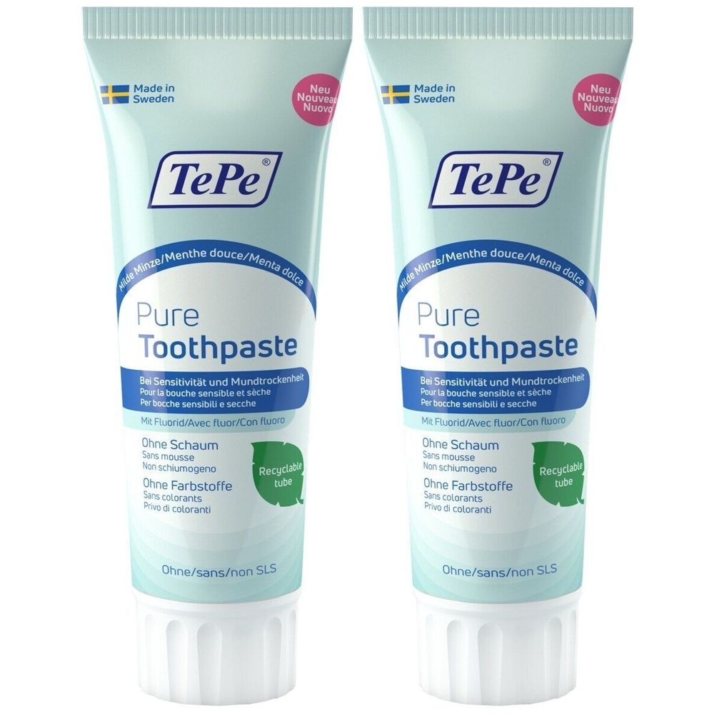 Tepe Pure Toothpa Peppermi x2 2x75 ml Zahnpasta