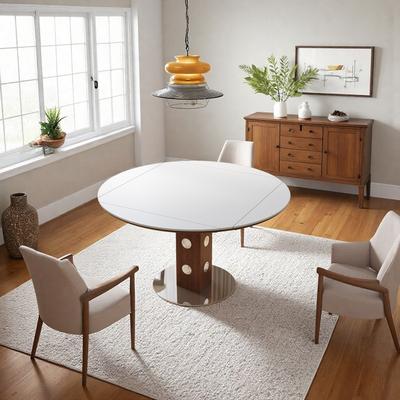 ZWYO HOSIMU "Extendable Round Dining Table, 47.2"" 4-Way Folding Kitchen Table with Sintered Stone Top"