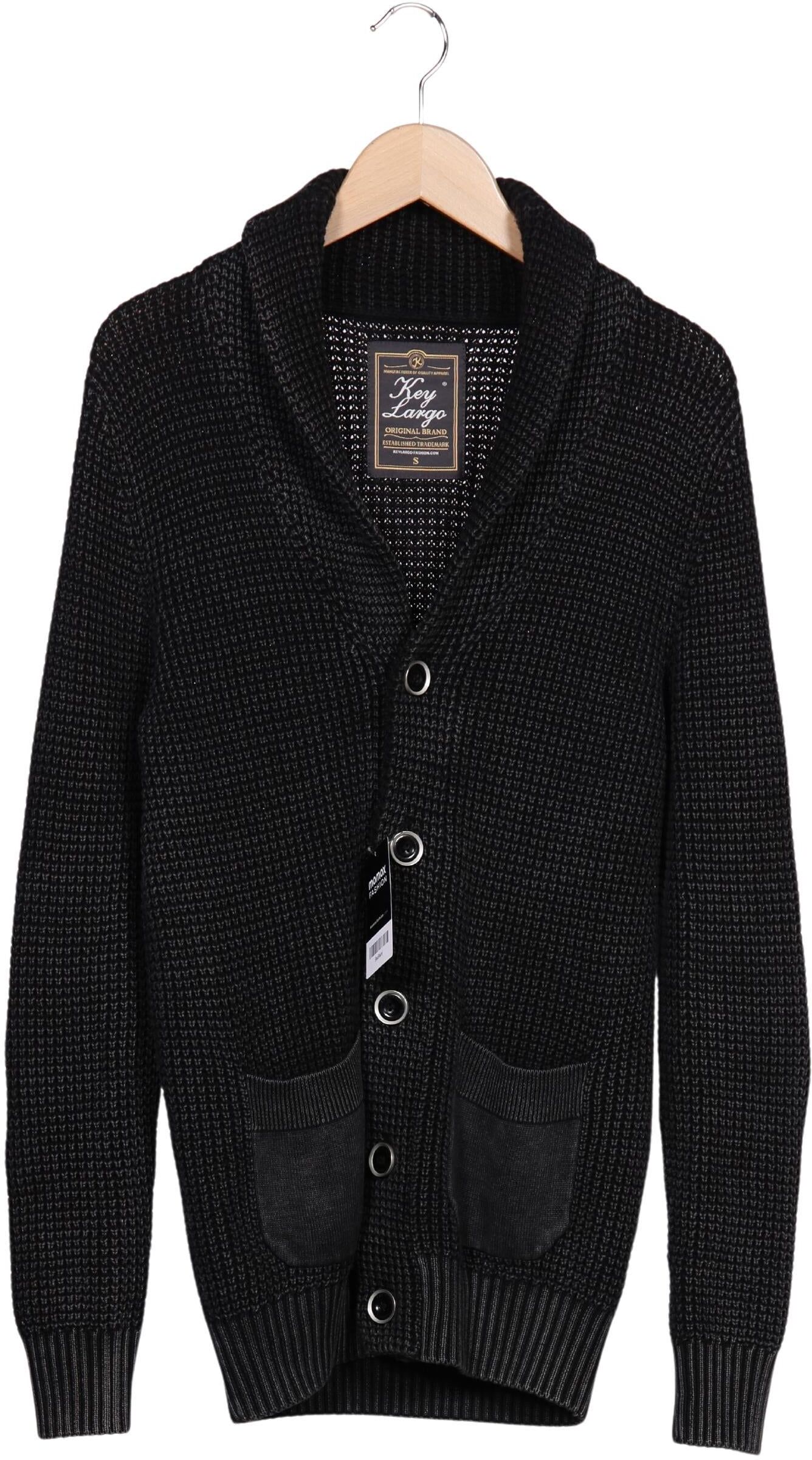 Key Largo Herren Strickjacke, Grau, Gr. S, Baumwolle - Second Hand