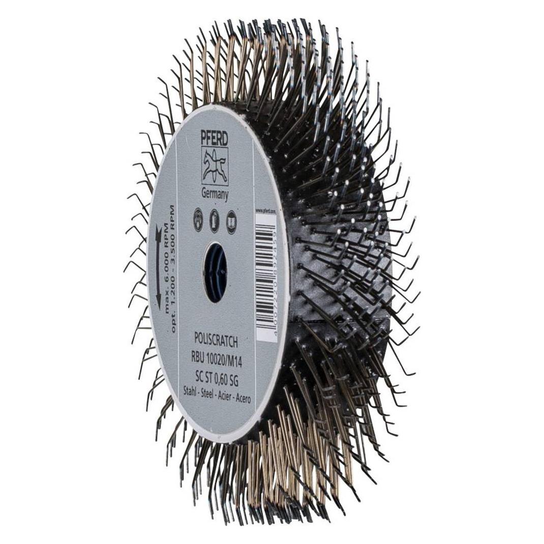 Pferd POLISCRATCH Rundbürste ungezopft RBU Ø 100x20mm M14 Stahl-Draht-Ø 0.6 für Winkelschleifer (43502102)