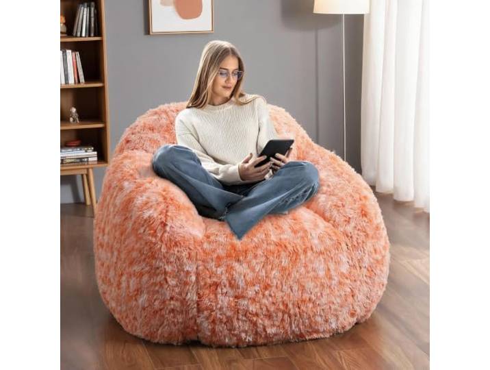 Plüsch-Bohnensack, Erwachsene, Weicher Lounge-Sessel Memory-Schaum Sitzsack mit abnehmbarem Plüsch-Mikrofaserbezug – Waschbar & Bequem