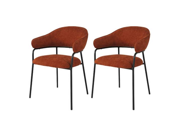Rebecca Mobili Stühle Dombeya 82,5x57x56,5 Polyestergewebe Stahl Orange Schwarz Modern SET 2 Stück