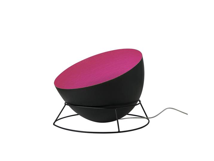 IN-ES.ARTDESIGN lampadaire H2O F (Noir / Magenta - acier et Nebulite)
