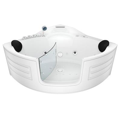 AcquaVapore Whirlpool Pool Badewanne Eckwanne Wanne W70-TH 150x150cm mit Tür Walk-in-Pool passive Schlauch-Reinigung