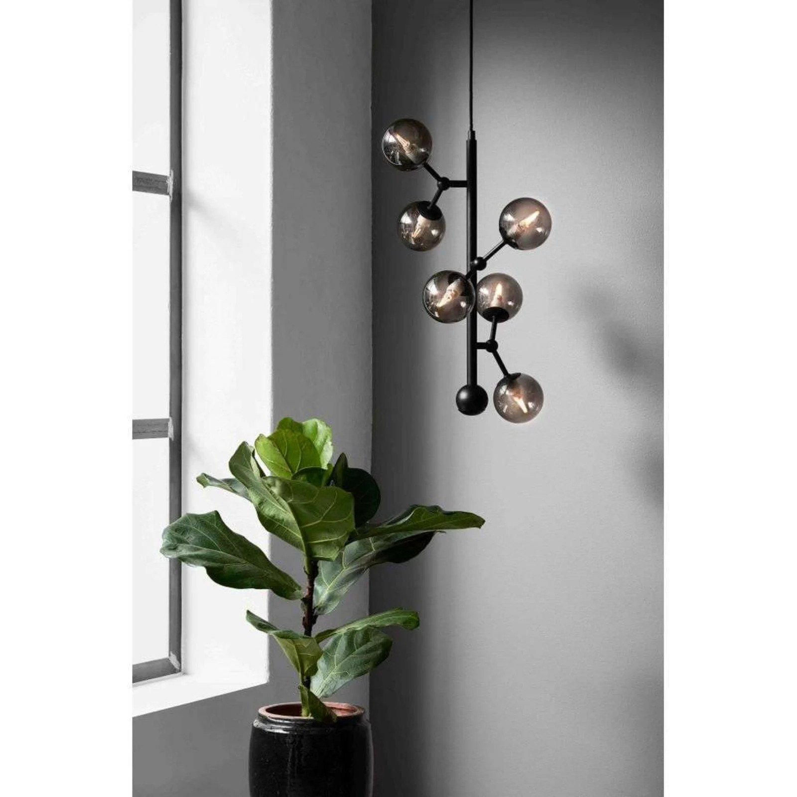 Halo Design Atom Vertical hanglamp, rookgrijs, metaal