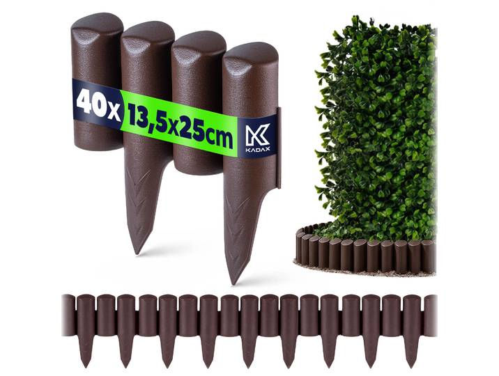 KADmankind-Palissade de jardin en plastique marron, clôture de pelouse, bord de 10m