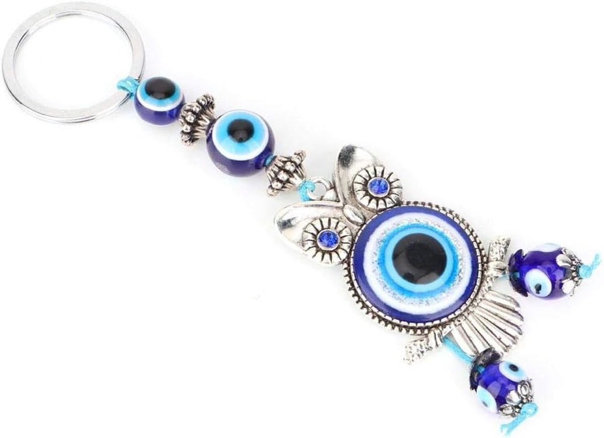 Turks glas uil sleutelhanger met amulet voor bescherming en decoratie
