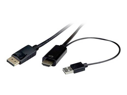 Roline HDMI / DisplayPort / USB Anschlusskabel DisplayPort Stecker, HDMI-A Stecker, USB-A Stecker 1.00 m Schwarz 11.04.5991 Geschirmt HDMI-Kabel
