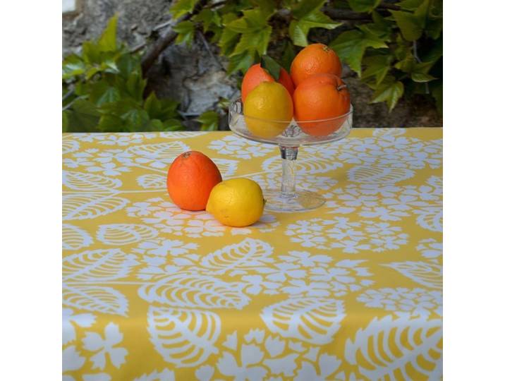 Nappe en coton enduit jaune rectangle 160 x 240 cm