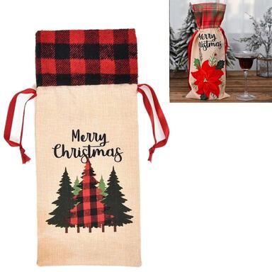 Snug & Styled Christmas Wine Bottle Cover Rustic Linen Holiday Table Decoration Sleeve car Senior