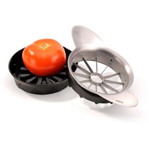 Gefu Apfelschneider Pomo 13590, Edelstahl, Tomaten-/Apfelteiler für Spalten, silber / schwarz