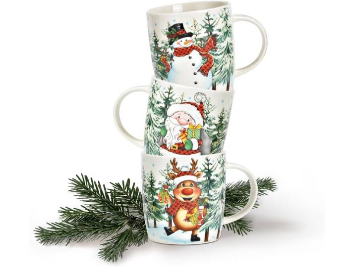 matches21 HOME & HOBBY Tasse Weihnachtstassen 36er Set lustige Weihnachtsmotive, 36-tlg., Porzellan, Tee Kaffee-Becher, Weihnachten, modern, bunt, 340 ml