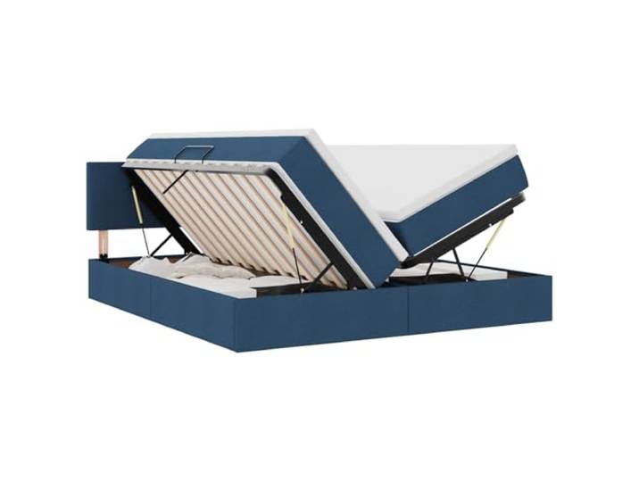 KKgypkn Kunstlederbett mit Matratze 180x200, Aufbewahrungsbett mit Matratze Blau 180x200 cm Kunstleder, Boxspringbett mit Stauraum Blau
