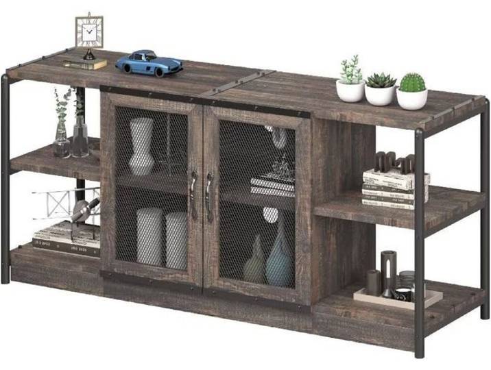 Meuble Tv - Style rétro - Panneaux de Particules - L160Cm Chene Antique couleur