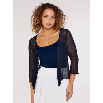 Cardigan APRICOT "Popcorn-Strickjacke", Damen, Gr. M (38), blau (navy), gewebt, Obermaterial: 75% Polyacryl PAN. 25% Polyamid PA., unifarben, Strickjacken, im semitransparenten Design