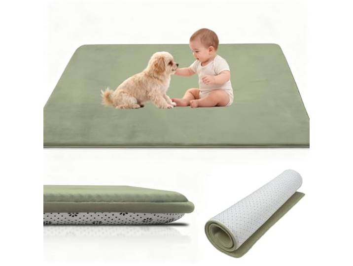 Stqyeiw Spielmatte Baby 200 x 200 cm Grasgrün Krabbelteppich Baby, 2cm Dicke Krabbelmatte Memory Foam Kinderteppich, Teppich Kinderzimmer, Krabbeldecke Baby Rutschfester Spielteppich Baby