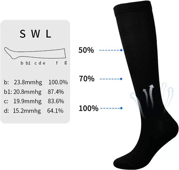 INF XXL Kompressionsstrümpfe für Männer & Frauen (Schuhgröße 44+) XXL Schwarz