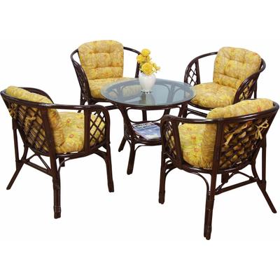 Essgruppe HOME AFFAIRE, braun (braun, blume), Sitzmöbel-Sets, Essgruppe, honigfarben, inklusive Kissenauflagen
