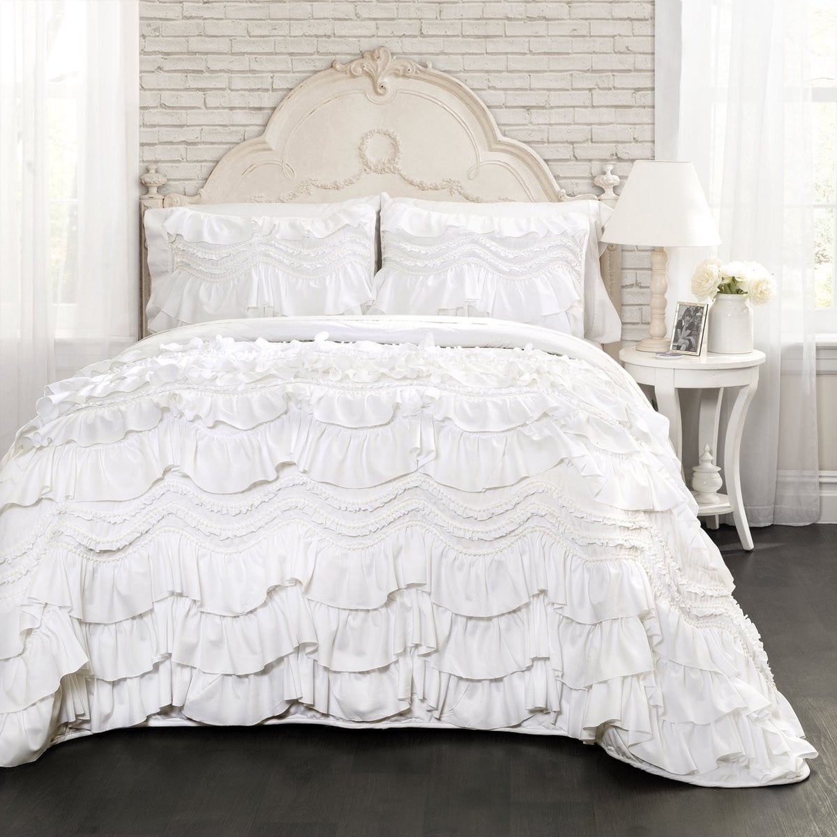 Solidchoice Kemmy Ruffle Bedlinnen Set 3-delig Wit King Size