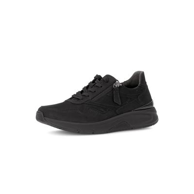 Keilsneaker GABOR, Damen, Gr. 40, Leder Textil, schwarz, Nubukleder, Textil, Schuhe, Schnürschuh, Halbschuh, Freizeitschuh mit Außenreißverschluss