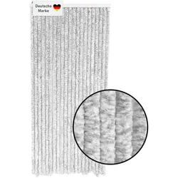Lemodo Flauschvorhang 90x200cm hellgrau-weiß meliert, Fliegenschutz, Türvorhang Wohnwagen