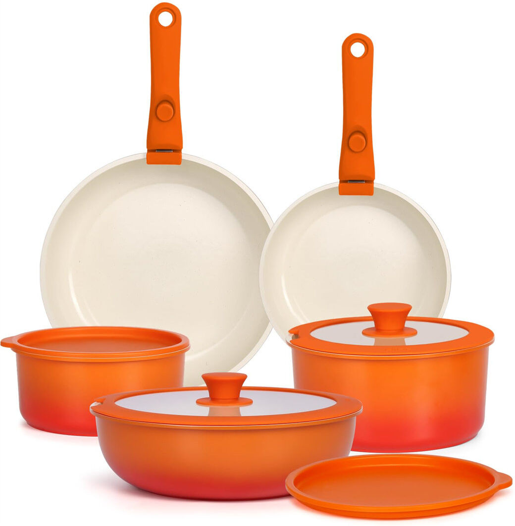 E Cairns 11 - Piece Cookware Set Orange 11