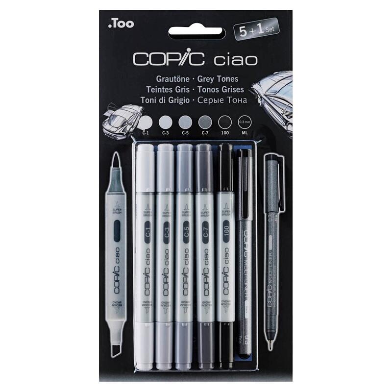 COPIC® Ciao 5+1 Set Grey Tones Layoutmarker-Set 1.0 + 6.0 mm Grau 22075554