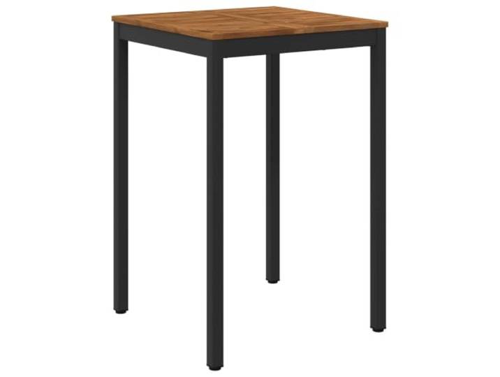 PHGTYUK Gartenbar-Tisch aus Akazienholz und Stahl, 70 x 68,5 x 105 cm Massives Akazienholz, Stahlbeine, Bartisch und Esstisch, natürliche Holzmaserung, einfache Reinigung