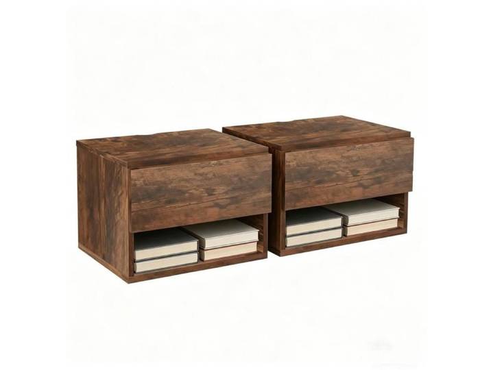 Lot de 2 Table de Chevet Murale avec Tiroir et Étagère VIVOLILV Design Industriel Rétro Commode Suspendue pour Chambre