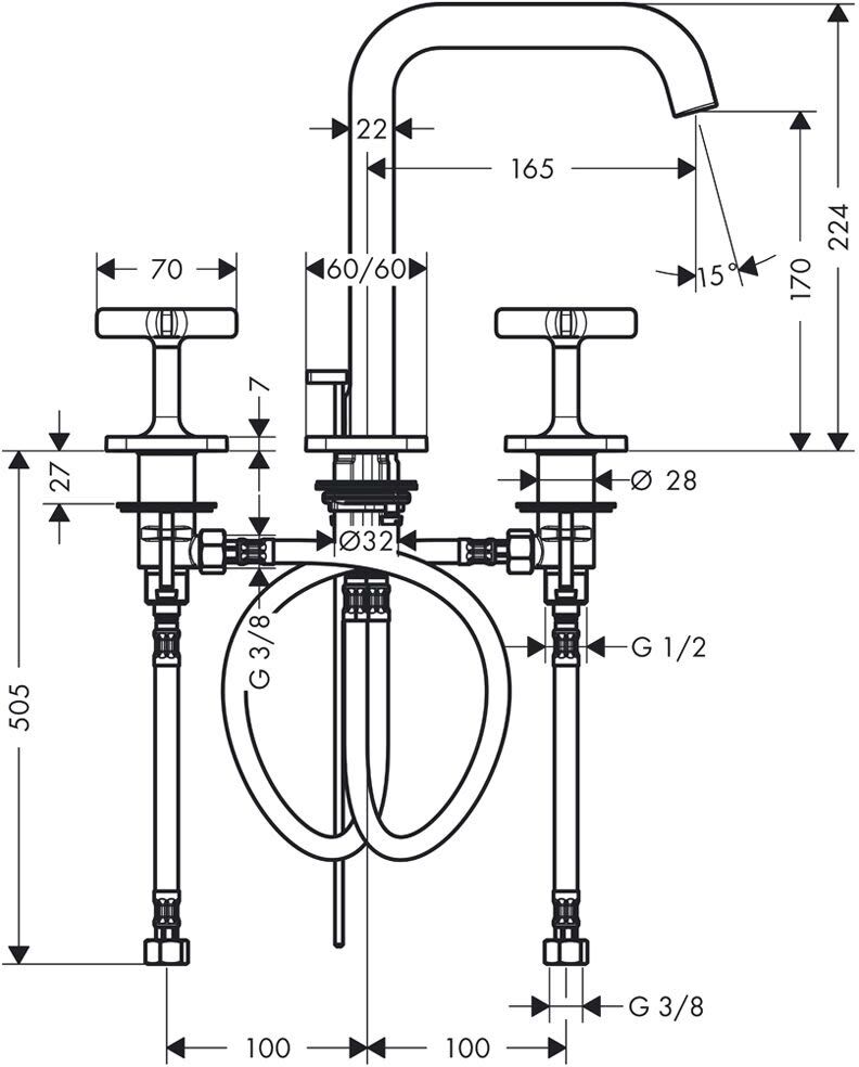 Axor Citterio E 3-Loch Waschtischarmatur mit Rosetten