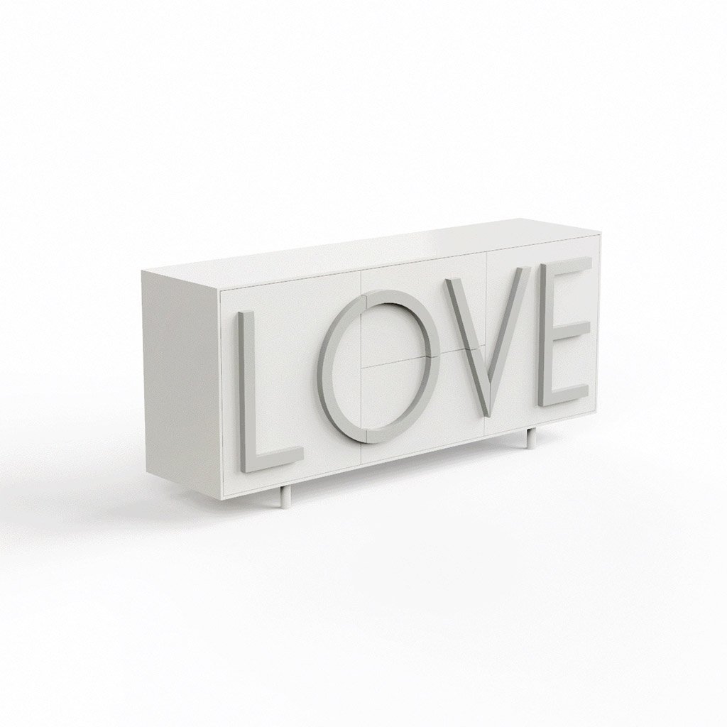 Driade Love Sideboard (B 183cm, verkehrsweiß / lichtgrau) B 183cm | verkehrsweiß / lichtgrau D00123J123E05