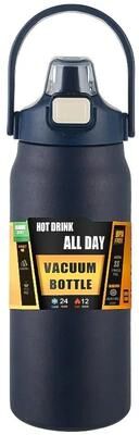 Inspired Living 304 Stainless Steel Vacuum Insulated Tumbler With Straw Large Capacity Thermos Bottle blue 1000ml