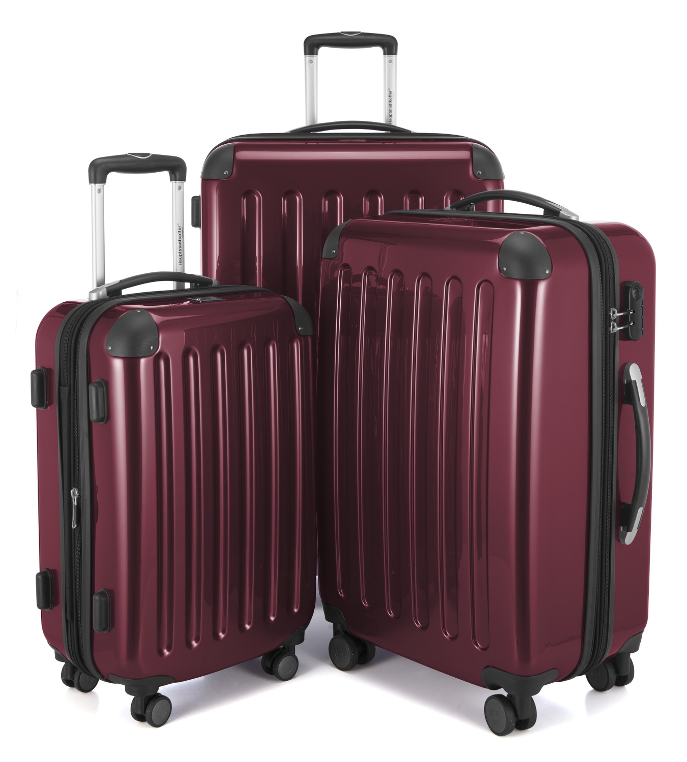 HAUPTSTADTKOFFER - Alex - Koffer-Set 3 Trolley Hartschale, 4 Rollen (S, M & L),Burgund