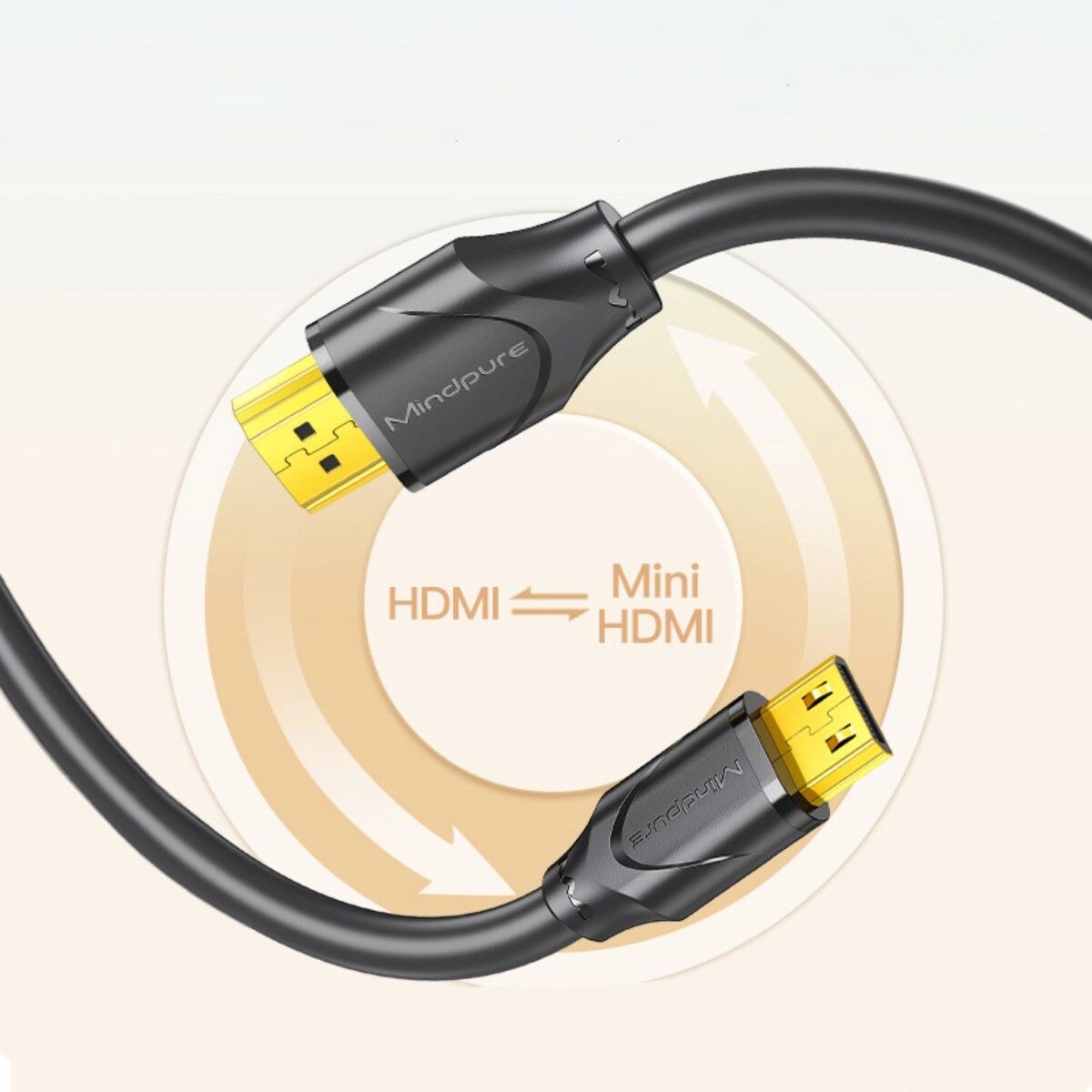 INF Mini-HDMI-zu-HDMI-HDTV-Kabel, 4K 60 Hz HDR, 18 Gbit/s, bidirektional für Gaming und Displays 3 m