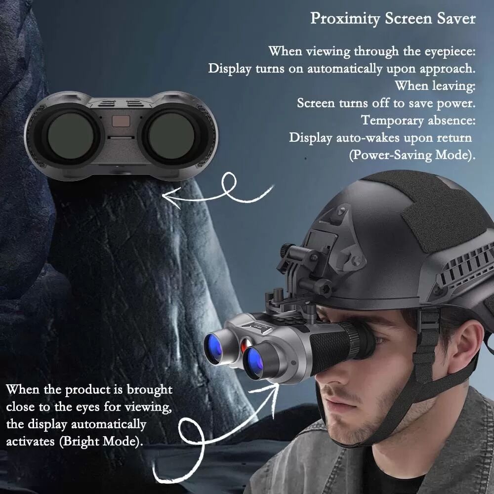 INF 3D VR Nachtsichtgerät Headset + Helm - 4K Aufnahme, 6x Zoom, Naked Eye 3D