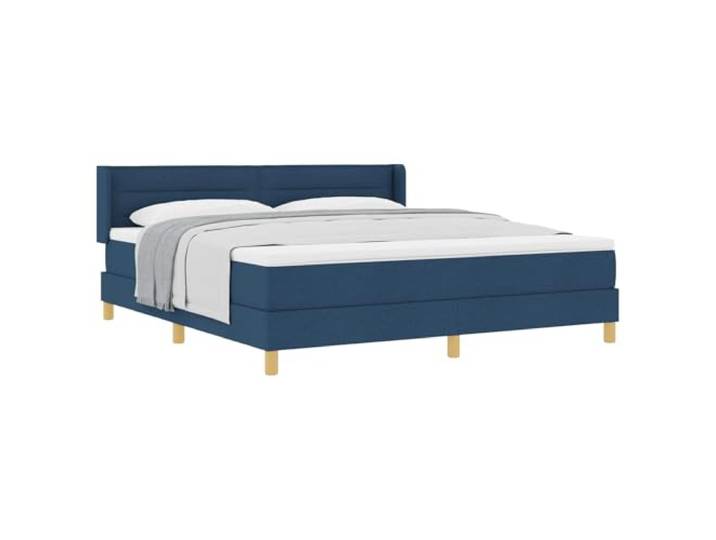 Strapazierfähiger Polsterstoff Mit verstellbarem Kopfteil Boxspringbett Boxspringbett mit Matratze und Kopfteil Blau 180x200 cm Stoff Design Polsterbett mit verstellbarem Lattenrost für