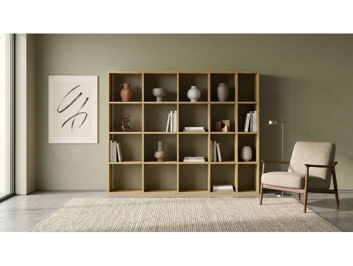 Pickawood Regal - Individualisierbar - Schwarz/Weiß/Grau/Eiche/Buche Eiche Natur geölt