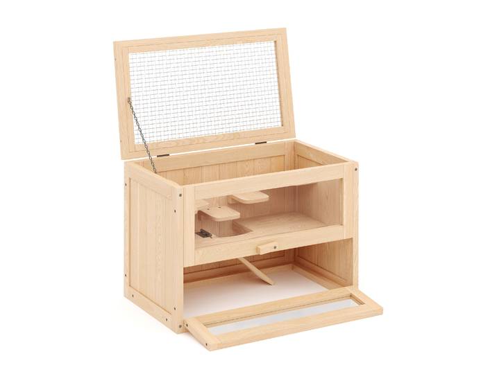 Kleintierkäfig Holz 60 x 35 x 42 cm natur