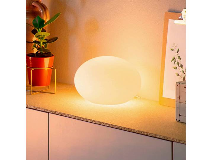 Philips Hue Smart Tischlampe Flourish, weiß, RGB, CCT, E27 dimmbar, weiß / opal, für Wohn- / Esszimmer, Glas, Modern, Tischlampe Smart